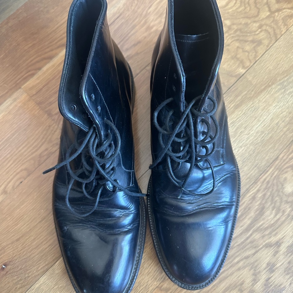 Burberry Black Leather Lace-Up Boots